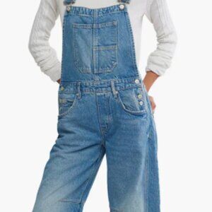 Free People Good Luck Barrel Overalls - Ultra Light Beam